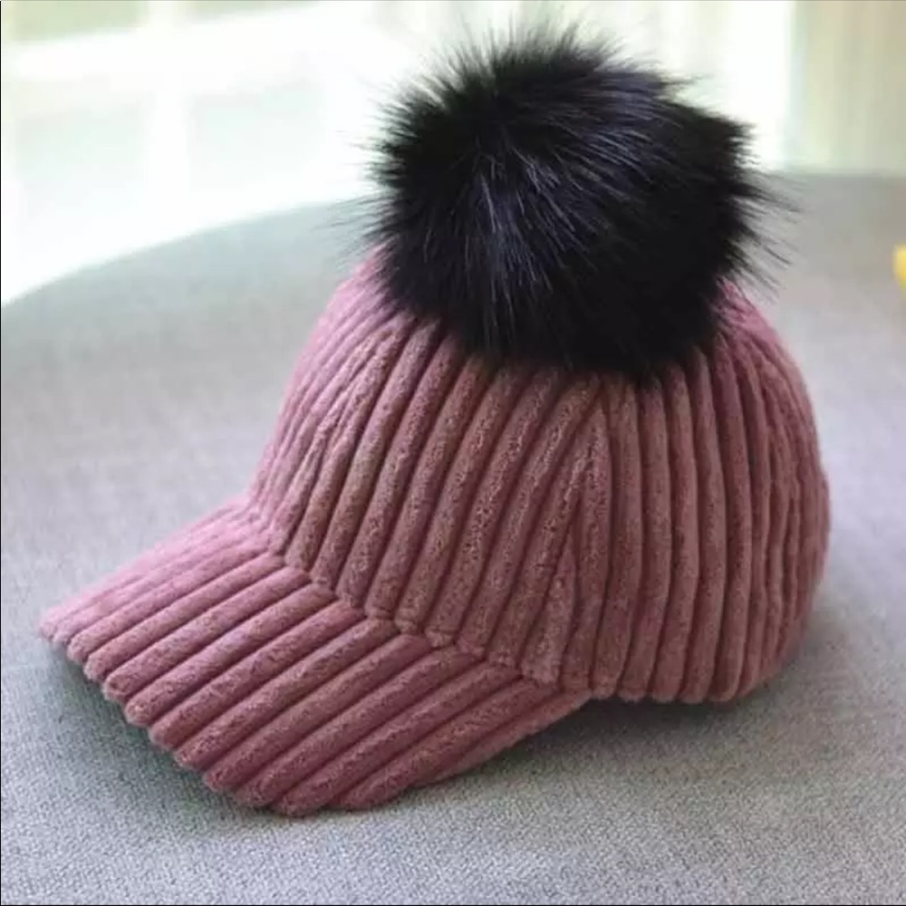 Velvet Cap with Pom Pom - Picture 2 of 8